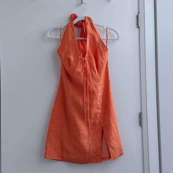 Acier Orange Linen Halter Mini Dress - Picture 5 of 5